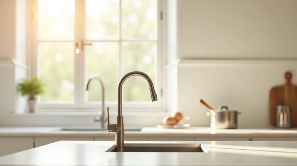 Cuisine blanche : jouer la robinetterie ton sur ton sans effet clinique